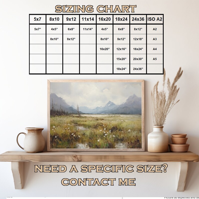 Printable Wall Art, Towering Mountains With Open Field of Grasses and ...