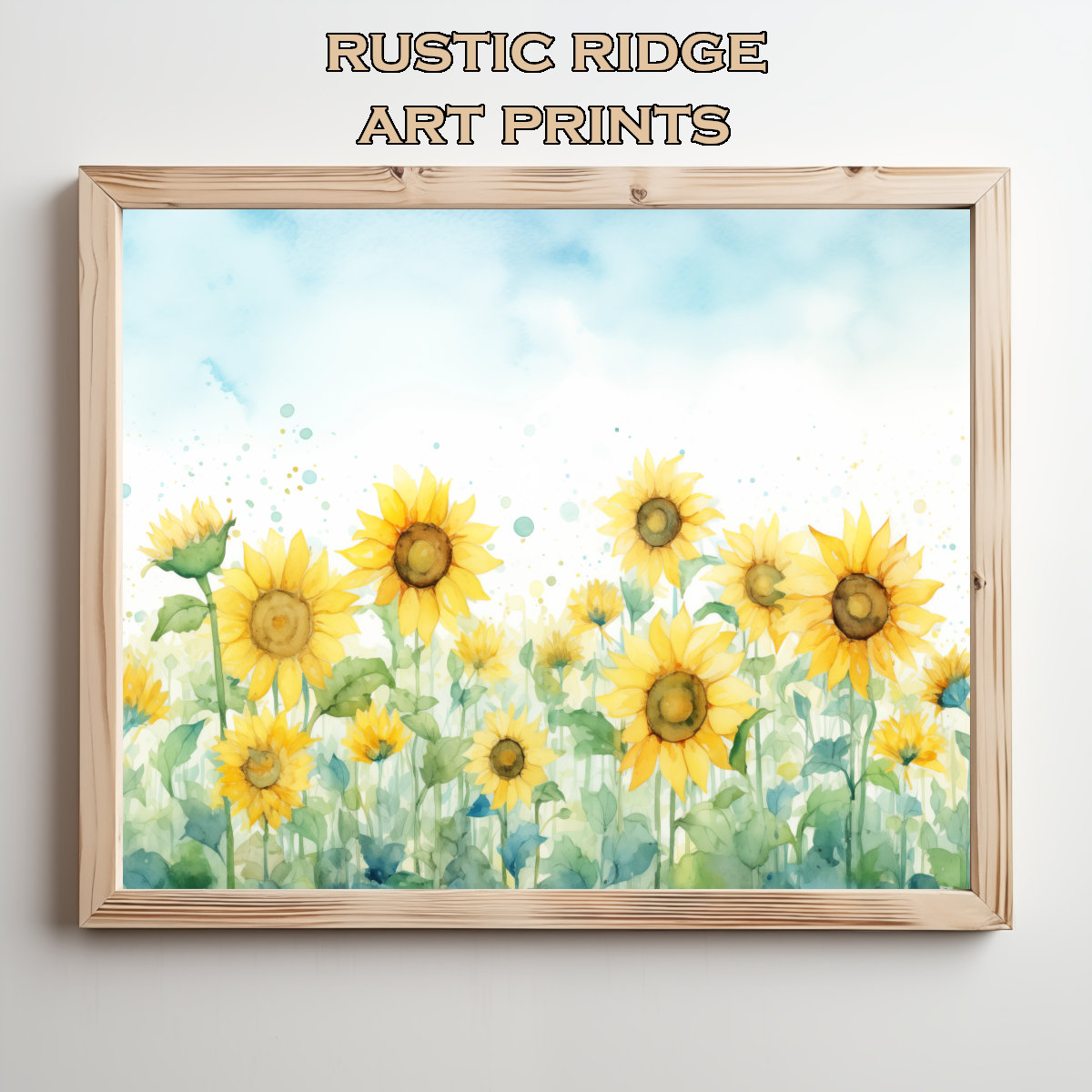 Printable Art, Sunflowers, Soft Blue Sky, Pastel Colors, Floral Art