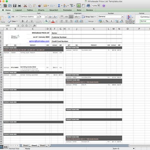 Modelo de lista de preços de atacado Excel
