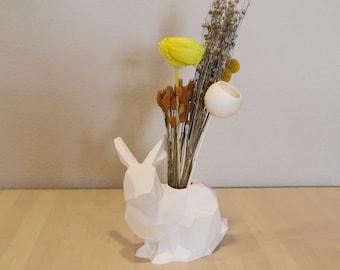 Jarrón de conejo Low Poly: acento único de decoración del hogar impreso en 3D