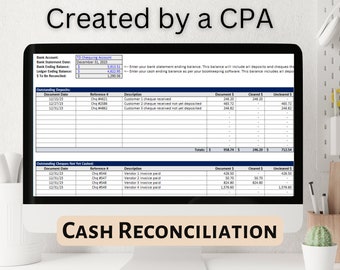 Professional Bank Cash Reconciliation Template Financial Spreadsheet Cash Management Accounting Spend Tracker Tool Bank Account Tracker
