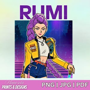 Huntrix Rumi Kpop Demon Hunter Digital Download PNG JPG PDF Printable Kpop Clipart for Shirts Crafts & Gifts