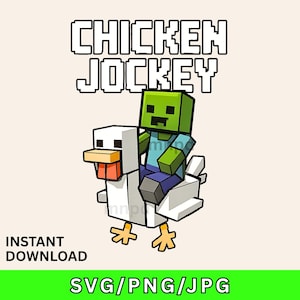 Chicken Jockey SVG PNG JPG - Funny Animal svg, Perfect for Gamers & Animal Lovers, Gamer Gift, Cartoon Graphic Design, Funny Riding Chicken
