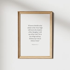 Psalm 91 Printable, Bible Verse Wall Art