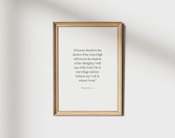 Inspiring Bible Verse Art: Psalm 91 Instant Download