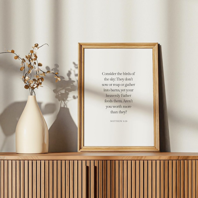 Matthew 6:26 Printable Wall Art, Bible Verse Scripture Print, Christian ...