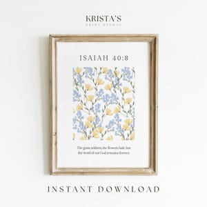 Floral Isaiah 40:8 Scripture Print – Christian Home Decor (Digital Download)
