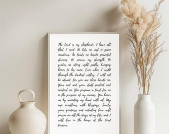 Psalm 23 Scripture Art: Christian Bible Verse Print (Digital Download)