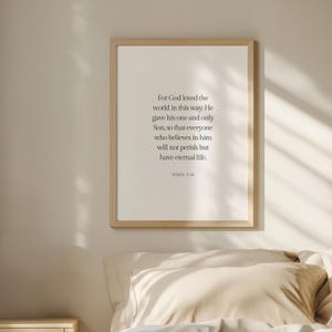 John 3:16 Print, For God So Loved The World, Bible Verse Wall Art, Christian Poster