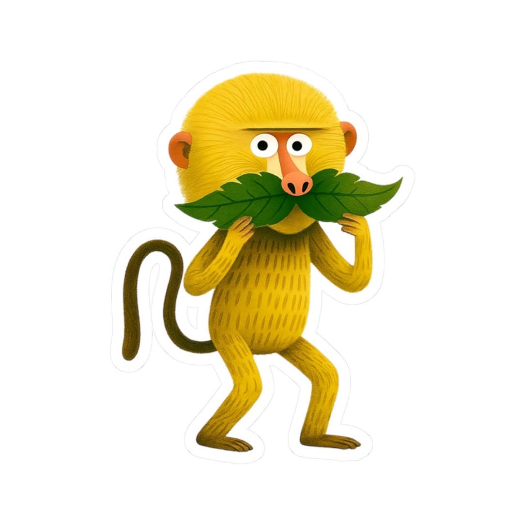 Super Cute Boo the Yellow Baboon Sticker; 4 Sizes Available; White or ...