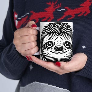 Sloth Ceramic Mug - Beastly Fun Coffee Cup, Lead-Free, Microwave Safe, White Ceramic, Gift for Tea Lovers, Chocolate Mug, 11oz, 15oz