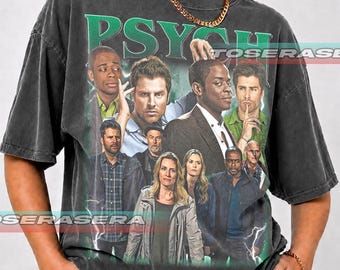 Psych TV Show Shawn & Gus Collage Tee – Retro Tribute Graphic – Funny 2000s Comedy T-Shirt – Pop Culture Fan Gift FD