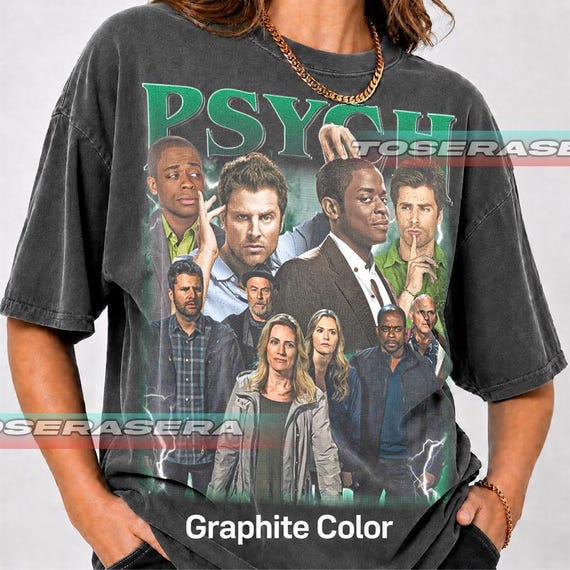 Psych TV Show Shawn & Gus Retro Collage T-Shirt – 2000s Comedy Pop Culture Tee FD
