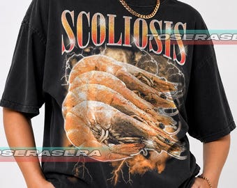 Scoliosis shrimp T-Shirt, Funny Scoliosis Awareness Tee, Beach Lover Graphic Shirt, Unisex Softstyle Top, Ocean Theme Apparel FD