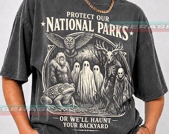 Protect Our National Parks T-Shirt | Haunted Wildlife Forest Illustration