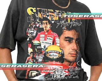 Maglietta Ayrton Senna Formula 1 Legend – Grafica da corsa vintage – Regalo per gli appassionati di sport motoristici FD