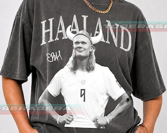 Erling Haaland Portrait T-Shirt | Soccer Player Graphic Tee BK
