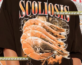 Scoliosis shrimp T-Shirt, Funny Scoliosis Awareness Tee, Beach Lover Graphic Shirt, Unisex Softstyle Top, Ocean Theme Apparel FD