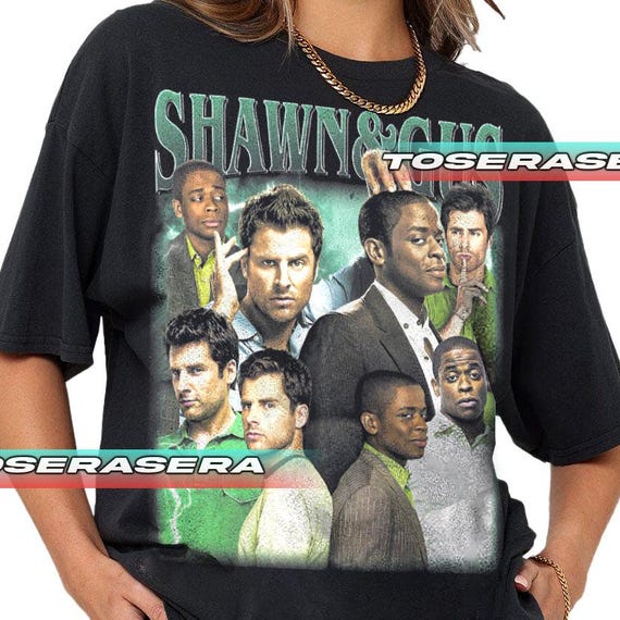 Shawn and Gus Psych TV Show Vintage T-Shirt - Unisex Tee Shirt, Retro Graphic Tee, Classic Tee, Funny TV Tee, Soft Cotton Shirt FD