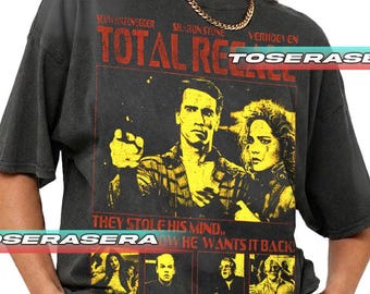Total Recall Unisex T-Shirt - Retro Sci-Fi Movie Tee, Vintage Inspired Graphic Top, 90s Cult Classic Film Shirt, Memory Implant Design,