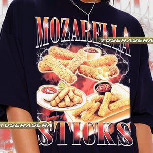 Camiseta con palitos de mozzarella, divertida camiseta de comida, regalo para amantes de la comida, camiseta de restaurante, cómoda camiseta unisex