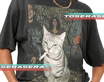 Smoke Cat T-Shirt | Vaporwave Cat Graphic Tee FD