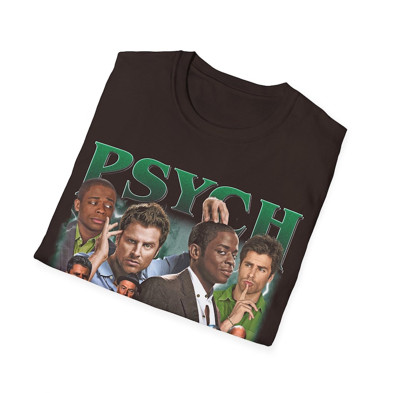 Psych TV Show Shawn & Gus Retro Collage T-Shirt – 2000s Comedy Pop Culture Tee FD image 11