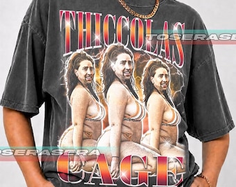 Thiccolas Cage Nicolas Cage Meme Tee – Thicc Graphic T-Shirt – Pop Culture Humor Gift – Unisex Comedy Shirt FD