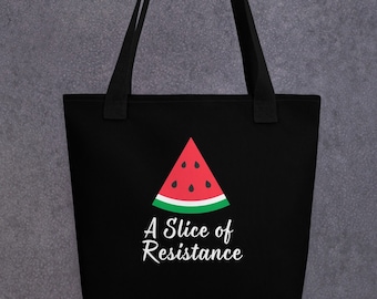 Durable Palestine Tote Bag - Watermelon Slice Symbol of Palestinian Resistance and Freedom, Watermelon Flag, Palestinian Art, Free Palestine