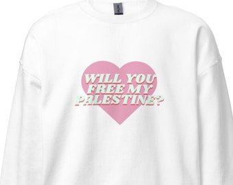 Palestine Sweatshirt, Pro-Palestine Apparel, Cute Palestine Sweatshirt, Thoughtful Gift for Activists