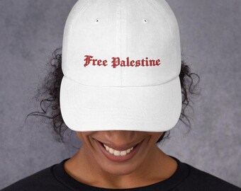 Czapka Free Palestine - Regulowana bawełniana czapka na aktywizm i solidarność | Stylowy ubiór protestacyjny | Wspieraj Palestynę