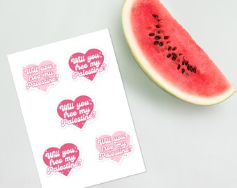Palestinian Valentine’s Sticker Sheet: Express Love with Symbolic Affection from the Heart