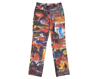 Moschino Jeans - Meerkleurige broek met abstracte print | Taille 28" | Katoen en rayon | Gemaakt in Italië | Tweedehands