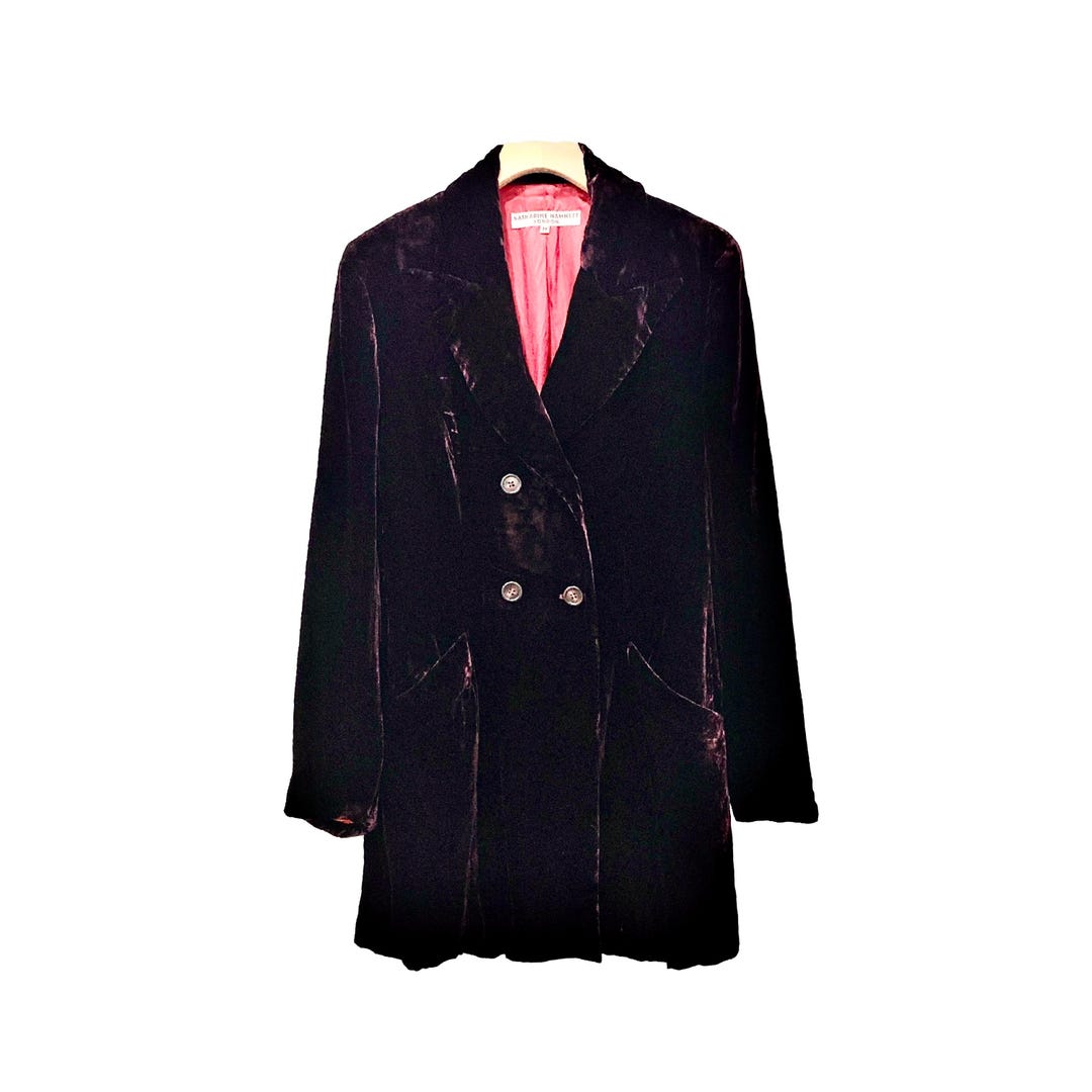 ジャケット・アウター KATHARINE HAMNETT Velvet long coat Katharine Hamnett - Velvet Double Breasted Coat / Jacket in