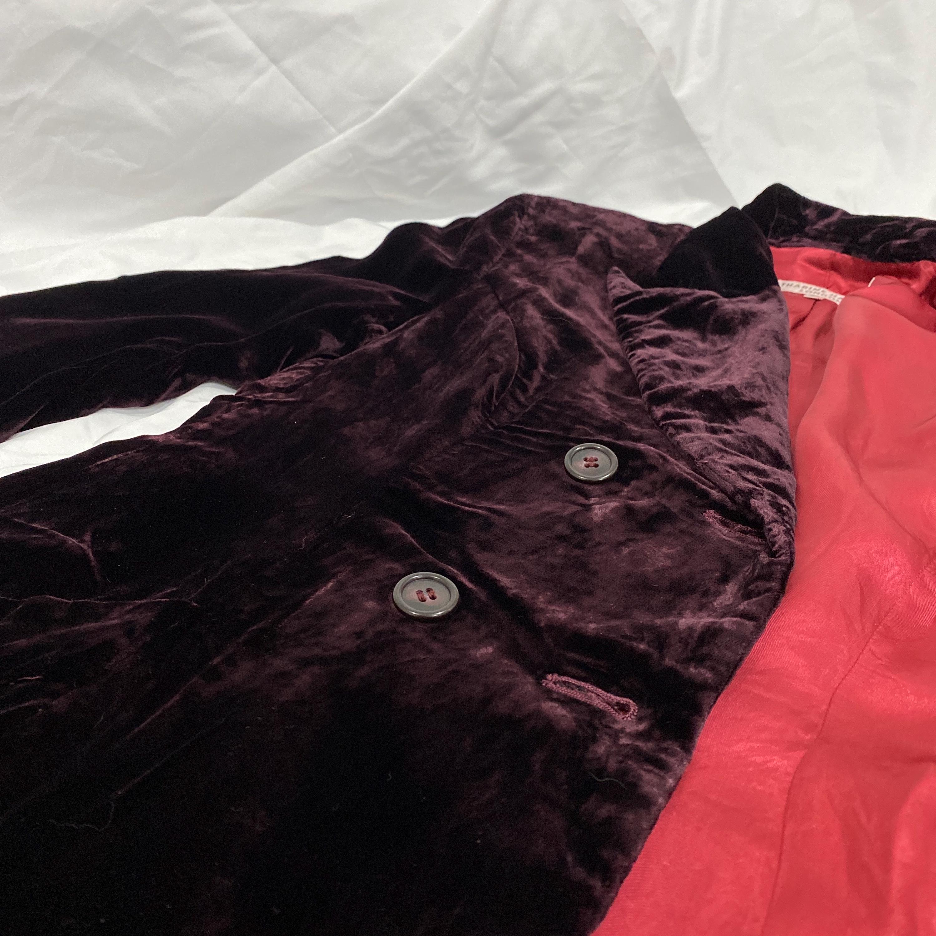 Katharine Hamnett Velvet Double Breasted Coat - Purple Rayon