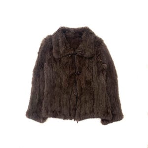 Duras Ambient - Damen Süße & weiche Echt-Kaninchen-Pelz-Bindung vorne Jacke in Braun aus Japan