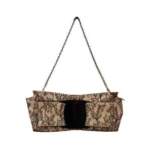 Salvatore Ferragamo - Ribbon Shoulder Bag | Leather & Lace | Cream / Black | Excellent Condition | Pre-Owned