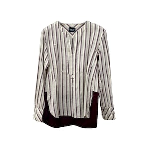 Number (N)ine Striped Kurtas Shirt: Lilac Burgundy Decorative Buttons (Pre-Owned)