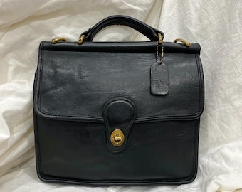 バッグ Vintage Coach Willis bag 2way Black Vintage Coach Black Leather Willis Crossbody Bag #9927