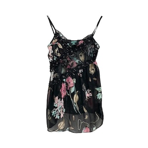 Jean Paul Gaultier Camisole: 90s Sequined Lace Floral Top