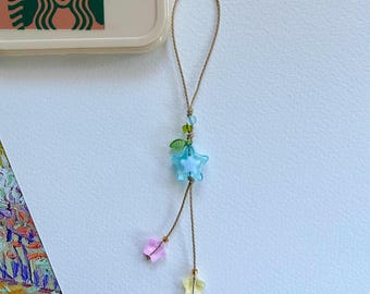 Zawieszka do telefonu z koralikami w kształcie gwiazdy, pastelowy pasek do telefonu w stylu kawaii, ręcznie robiony wisiorek w kształcie gwiazdy