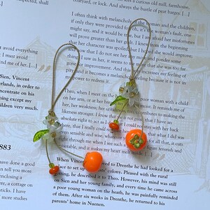 Persimmon Blossom Phone Charm, Floral Keychain, Handmade Fruit Accessory image 4