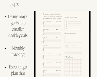 Planificador de visión 2024: PDF minimalista imprimible