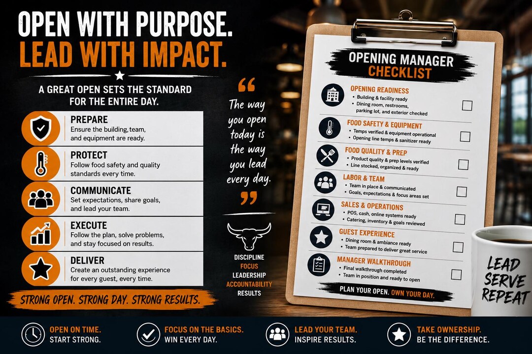 Restaurant Opening Manager Checklist | Daily Operations PDF (editable ...