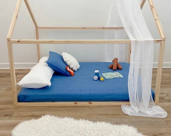 Full Montessori Floor Bed with Slats