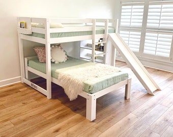 L Shaped Bunk Beds with Storage and Slide