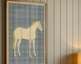 Reiterpferdeportrait, Wandkunst, Schlafzimmerdekor, neutrale Töne
