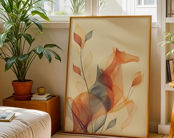 Abstrakte Pferdewandkunst, moderne Pferdedruck, minimalistische Reiterdekoration, Geschenk für Pferdeliebhaber