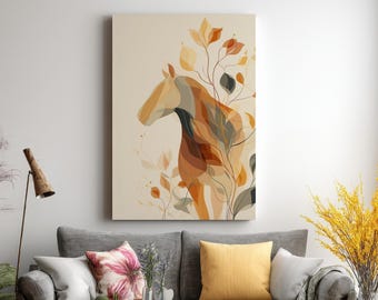Abstrakte Pferdewandkunst, moderne Pferdedruck, minimalistische Reiterdekoration, Geschenk für Pferdeliebhaber