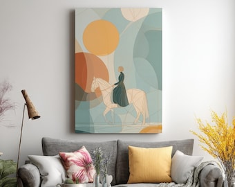 Reiter Wandbild, Pferde Druck, Minimalistische Reiter Wand Kunst, Geschenk für Pferdeliebhaber